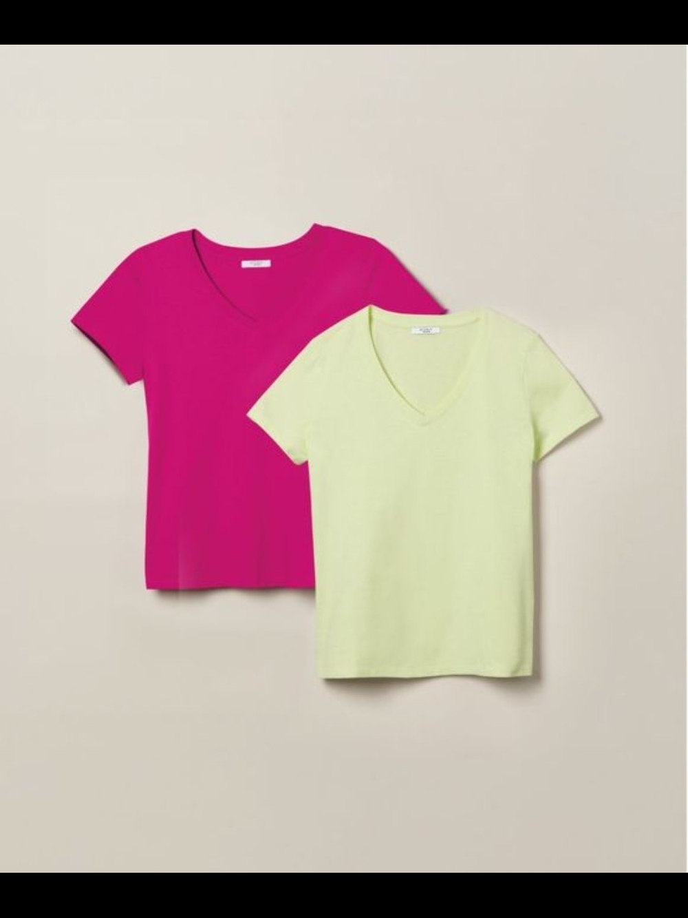 Women's V-Neck Tee 2-Pack in Hot Pink & Light Lime Brand New Medium Cotton
